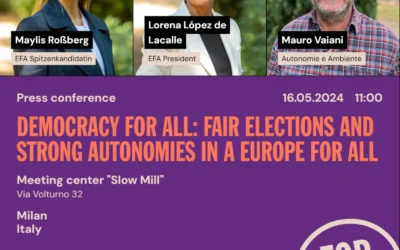 Il 16 maggio a Milano conferenza stampa EFA e Autonomia e Ambiente